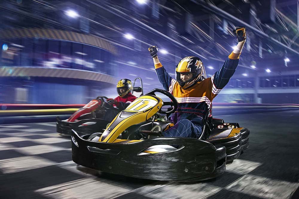 Excited rider in the Ekart Zabeel Dubai race circuit