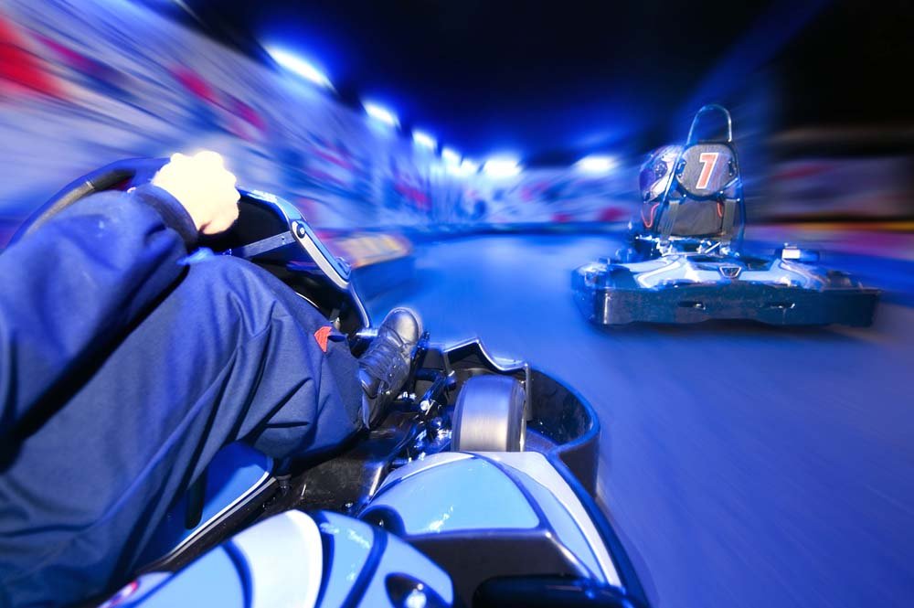 Ekart ride speeding through the race circuit in Dubai